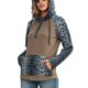 thumbnail image 4 of Sudadera con capucha de manga larga con estampado de leopardo, diseño de costuras, sudadera con capucha para mujer con bolsillo para el hogar, viajes, oficina, caqui S, 4 of 6