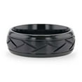 thumbnail image 3 of JAX Domed Black Titanium Ring with Brushed Cross Alternating Diagonal Cuts Pattern - 8mm - Size 11, 3 of 3