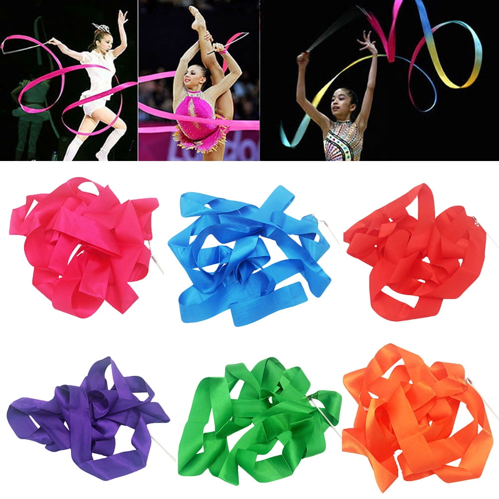 4M Dance Ribbon Gym Rhythmic Art Gymnastic Ballet Streamer Twirling Rod 10 Color 