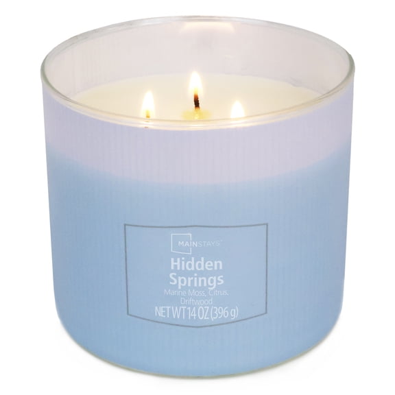 Mainstays 3 Wick Textured Wrapped Hidden Springs Candle, 14 Ounce