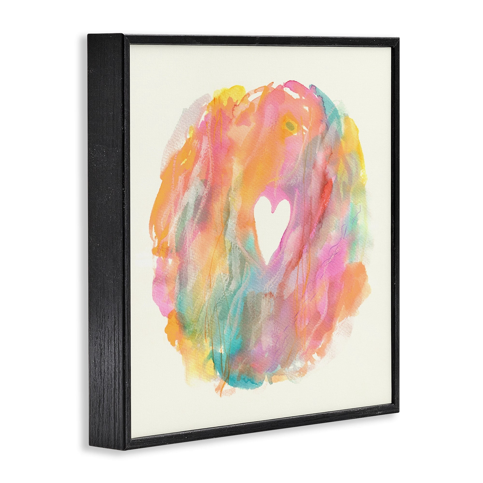 Stupell Industries Abstract Heart Shape Fluid Mixed Pastels Painting Graphic Art Black Framed Art Print Wall Art, Design by Elvira Errico