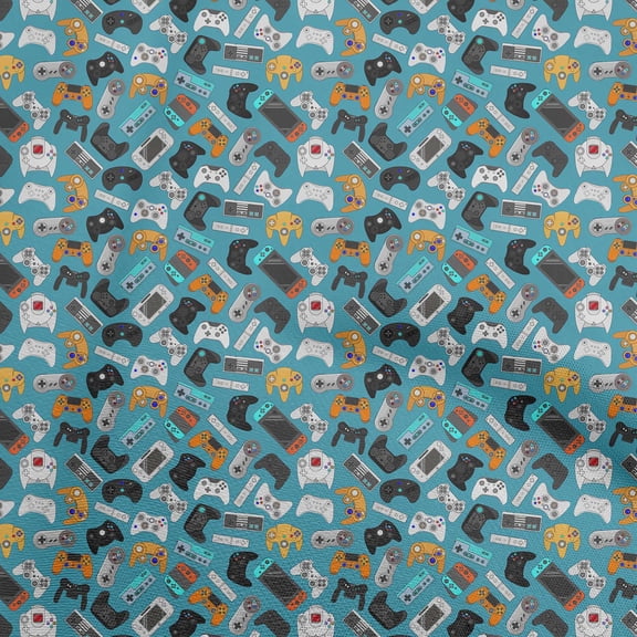 oneOone Georgette Viscose Teal Blue Fabric Video Game Sewing Fabric By The Yard Printed Diy Clothing Sewing Supplies 42 Inch Wide