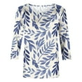 thumbnail image 4 of HKEJIAOI Blouse pour Femmes Manches 3/4 Imprimé Floral Ajustée TG Hauts d'Été, 4 of 5