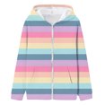 thumbnail image 4 of shoper Girls Rainbow Zip Up Hoodie Cute Casual Fall Winter Girls Zipper Hooded Jacket with Pockets, Cute Trendy Outfits for School, Play, and Daily Wear 3-14 Years, 4 of 5