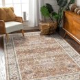 thumbnail image 2 of Boho Vintage Round Rug ft- Faux Wool Dreely Washable Area Rug Small Distressed Throw Rugs Floor Carpet for Door Mat Entryway Bedrooms Laundry (Round - ; Diameter Border ), 2 of 7