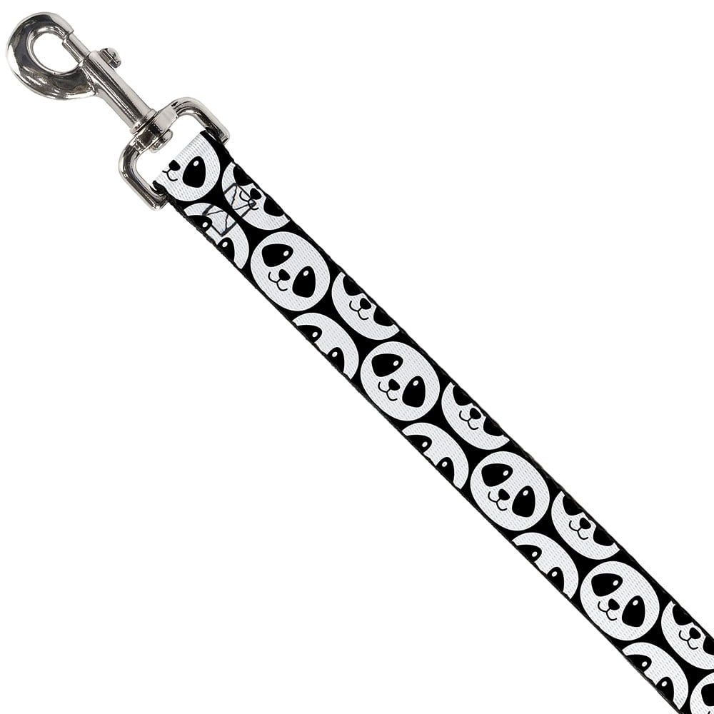 Buckle-Down Pet Leash, Dog Leash, Smiling Panda Repeat Black White, 6 Feet Long 1.0 Inch Wide