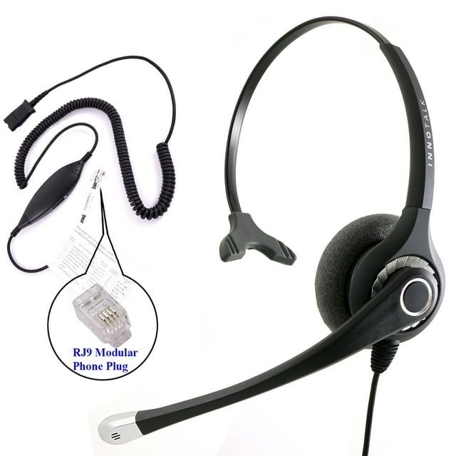 Office Phone Headset with Virtual Compatibility RJ9 Headset Adapter for Cisco Avaya Panasonic and Most Phones