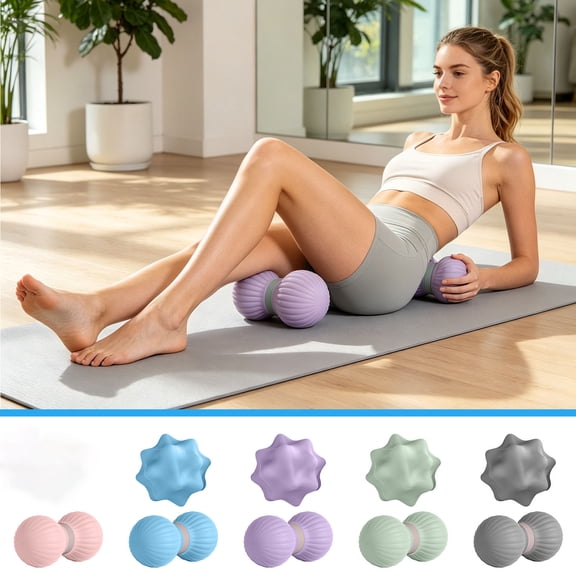 Fitness Fascia Ball, Suction Silicone Peanut Massage Ball, Non-slip Body Relaxation Tool, Portable Sports Massager for Foot Arch, Lower Back, Waist Muscle Soreness Relief (Blue)