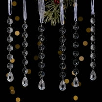Christmas Acrylic Icicle Ornaments 6 Pack - Water Drop Hanging Pendants for Tree Decoration, Clear Ice Crystal Droplets for Holiday and Xmas Decor