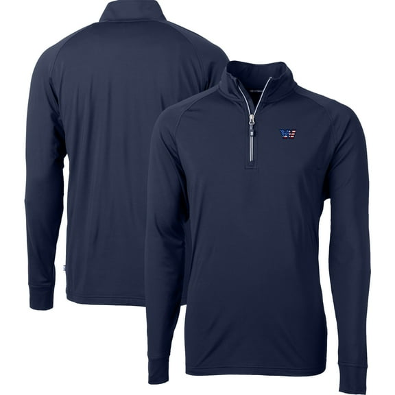 Men's Cutter & Buck Navy Washington Commanders Big & Tall Americana Adapt Eco DryTec Raglan Quarter-Zip Jacket
