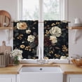 thumbnail image 2 of Vintage Black Floral Tier Curtains, Spring Seasonal Botanical Blooms Light Filtering Kitchen Curtains, 2Pcs Rod Pocket Half Window Treatments Panels for Sink Cafe Cabinet Basement 27.5x45 Inches, 2 of 9