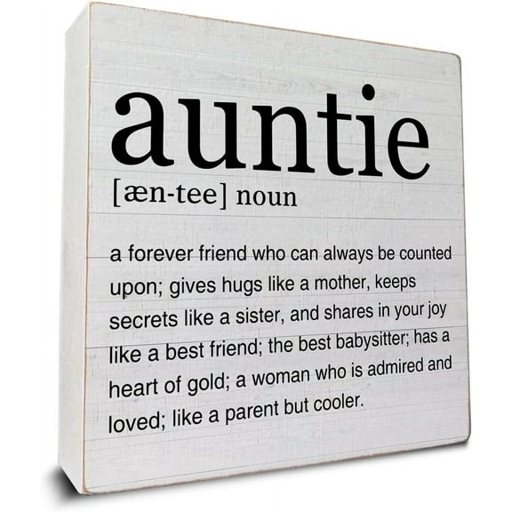 Zomyto 7x7 In Auntie Gift Auntie Definition Art Wooden Box Sign Aunt Quotes Desk Decorative Wooden Sign