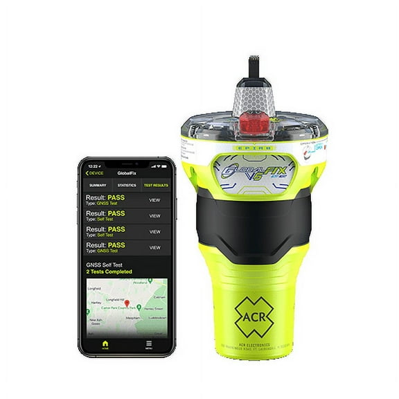 ACR GlobalFix V6 EPIRB with Return Link Service, NFC Mobile App, GPS, and Manual Release Bracket Included