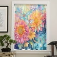 thumbnail image 4 of Pink Yellow Spring Floral Semi Sheer Curtains Drapes for Living Room,Bedroom,French Doors Window 72 Inches Long,Summer Flowers Dragonfly Watercolor Rod Pocket Chiffon Curtain Drapery Voile Panel, 4 of 6