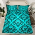 thumbnail image 2 of Manfei Victorian Damask Full Size Sheets, Black Cyan Bohemian Bed Sheets, Halloween Sugar Skull Sheet Sets, Luxury Bedroom Decor4 Pieces, 2 of 7