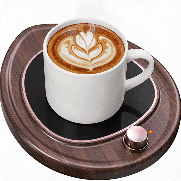 MQ Coffee Mug Warmer - Large Candle Warmer Plate, 2-Temp Setting (131℉ & 113℉) & Fast Heating, Elegant Desk Warmer for Coffee/Tea/Milk/Candle, Ideal Office Home Gift (Wood Grain)