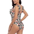 thumbnail image 5 of Yiaed Christmas Cat Print Women's Ruffled One Piece Swimsuit V Neck Swimwear Slimming Monokini for Woman-Small, 5 of 8