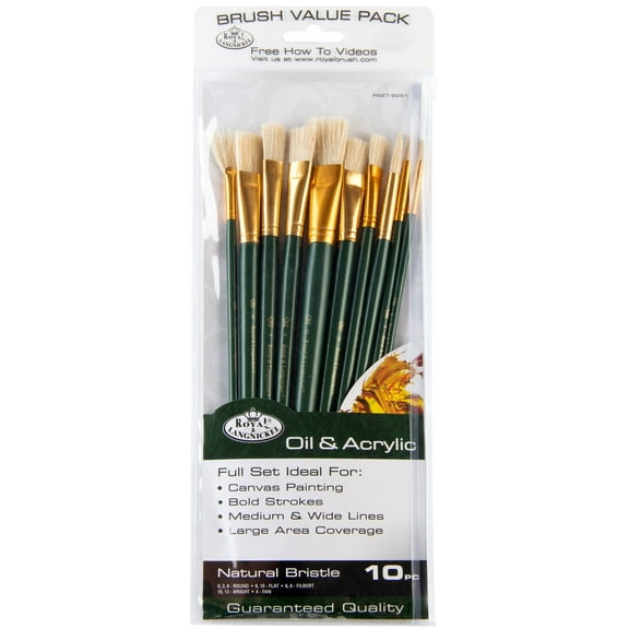 Royal & Langnickel - 10pc Long Handle Acrylic and Oil Artist Paint Brushes | RSET-9261 |