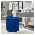 thumbnail image 6 of Xayoca Modern Round Ottoman, Velvet Upholstered Tufted Vanity Stool with Soft Padded Seat, Side Table Footrest Stool for Living Room Bedroom Home Office,Blue, 6 of 8