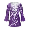 thumbnail image 5 of CYMMPU Women's Summer Fall Tunic Tops Casual V-Neck Shirts Floral Printed Flowy Blouse 3/4 Length Sleeve Elegant Blouse Business Work Blouses to Wear with Leggings 2025 Clothes Purple M, 5 of 5