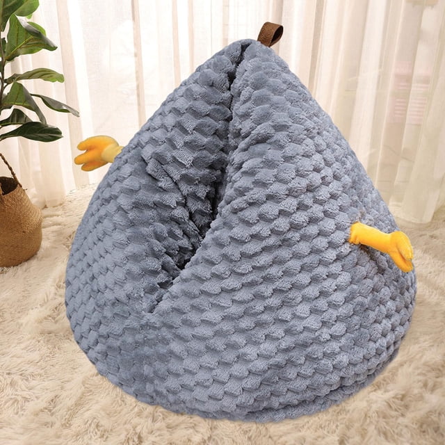 Cama para gatos autocerrada, refugio portátil, accesorios para mascotas, base antideslizante, cálida y cómoda, caseta para cachorros, cama para dormir gris