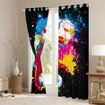 thumbnail image 3 of Feelyou Cartoon Soccer Kids Curtains Pack of 2 (42x84 Each), Football Rugby Lover Curtains Blackout, Watercolor Splatter Art Bedroom Curtains, Blackout Curtains Room Decor, 3 of 6