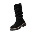 thumbnail image 2 of Knee High Boots for Women Wide Calf Chunky Block Heel Long Boot Round Toe Side Zipper Riding Fashion Motorcycle Boot Comfortable Low Heel Casual Vintage Fall Tall Platform Boots Shoes, 2 of 8