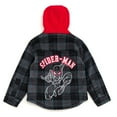 thumbnail image 3 of Marvel Spider-Man Flannel Hooded Shacket with Fleece Lining Plaid Toddler to Big Kid, 3 of 5