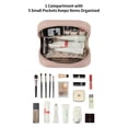 thumbnail image 4 of Bolsa de maquillaje RIGHT AWAY de piel sintética impermeable a cuadros, color rosa, 4 of 9