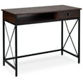 thumbnail image 2 of DecorTech Industrial Metal and Wood 30 "H Writing Desk with Drawer, Walnut, 2 of 11