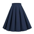 thumbnail image 3 of Riforla Women's Pleated Vintage Skirt Floral Print A Line Midi Skirts with Pockets Skirts for Women Navy XL, 3 of 8