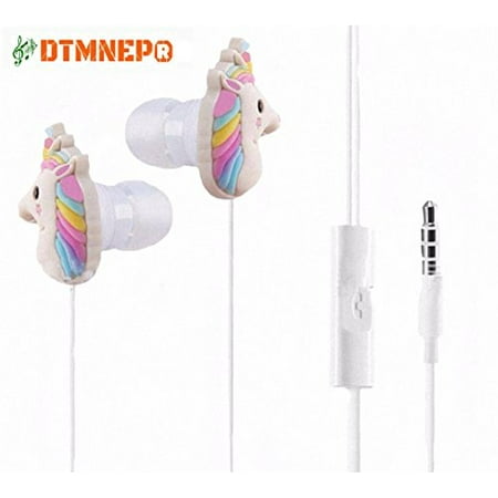 Cartoon Earphone Best gift Animal Unicorn Earbuds Headphones suitable to Remote and Mic for Apple Samsung HTC Android smartphones Tablets hands-free/in-ear style earbuds of Electronics Wired 3.5 (Best Earphones With Remote)