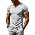 thumbnail image 5 of VgaVtl V-Neck T Shirt Men Short Sleeve Summer Muscle Solid Color Slim Clothes for Men Shirts Workout Quick Drying, 5 of 9