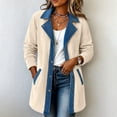 thumbnail image 5 of Denim Patchwork Jackets for Women Corduroy Shacket Shirts Long Sleeve Button Down Knit Blazer Denim Trimmed Sweater Jacket Casual Collared Workout Fall Fashion Outfits, 5 of 9