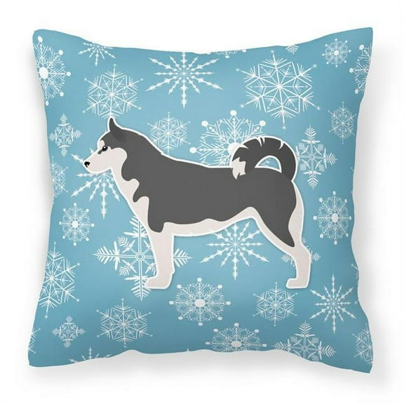 Winter Snowflake Siberian Husky Fabric Decorative Pillow