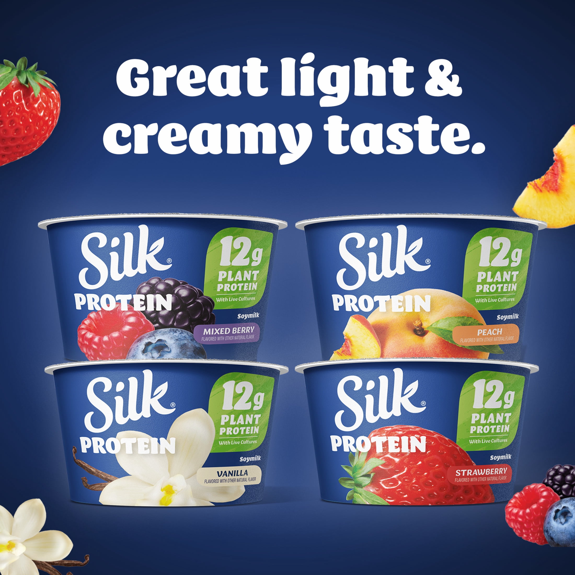 Silk Protein Vanilla Soy Milk Yogurt Tub, Plant-Based with 13g Protein, 4g Fiber, 24 oz