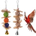 thumbnail image 1 of 2PCS Bird Rattan Ball Creative Woven Bird Chew Toy Parrot Hanging Toy with Bell, 1 of 10