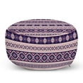 thumbnail image 1 of Aztec Pouf Cover with Zipper, Aboriginal and Geometric Silhouettes with Dots, Soft Decorative Fabric Unstuffed Case, 30" W X 17.3" L, Champagne Dark Purple, by Ambesonne, 1 of 5