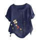 thumbnail image 1 of Mujeres manga corta casual cuello redondo impreso botón suelto túnica camisa blusa tops Pompotops  hkajfhjk470048, 1 of 5