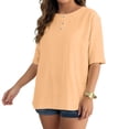 thumbnail image 3 of Lenago Womens T-shirt 1/2 Sleeve Crew Neck Summer Shirt Lightweight Breathable Solid Color Plus Size Tops Summer Holiday Casual Essentials Beach Fashion, 3 of 10