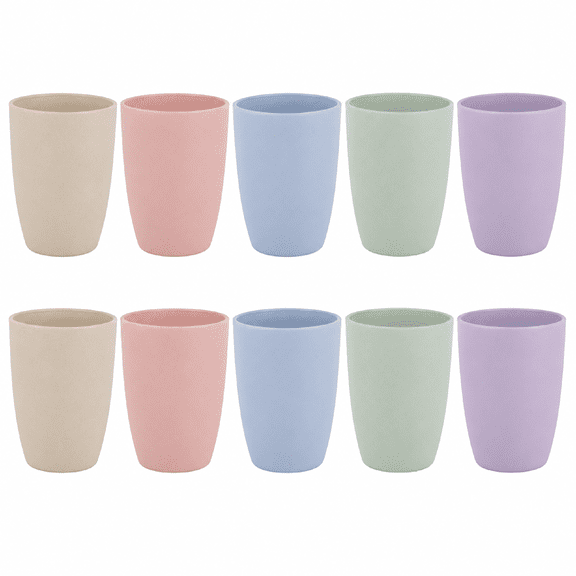 Drinking Cups Wheat Straw 12oz 10 pack 5 Colors Unbreakable BPA free Dishwasher Safe Kitchen Home