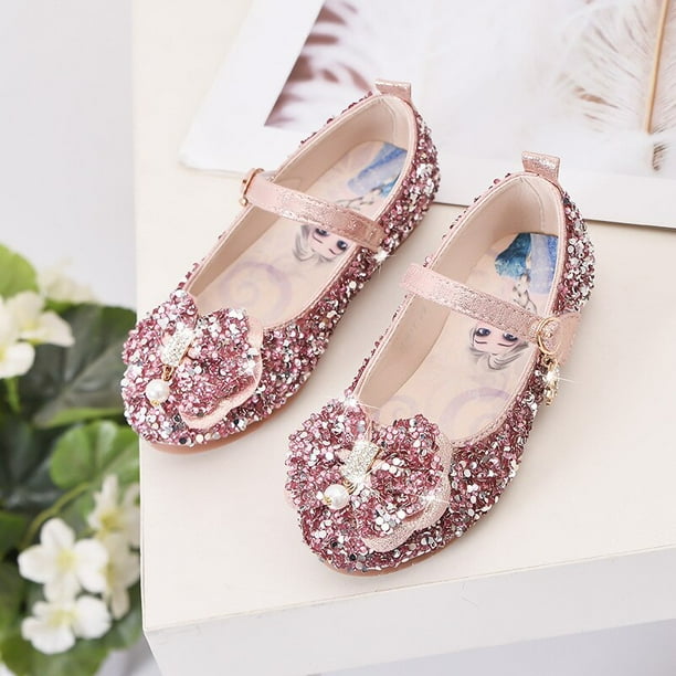 Zapatos de princesa de niña de Disney, zapatos planos de fondo suave para niñas de primavera y otoño, zapatos de moda de elsa Frozen, zapatos de cristal para niños, 26-Insole16.8 CM Gao Jinjia LED