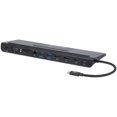thumbnail image 1 of Docking station de USB-C a 11 puertos, para tres monitores, con MST Manhattan USB-C 3.2 Macho a HDMI, DP y VGA hembras, dos puertos USB-A 3.2 Gen 1, 1 of 2