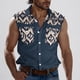 thumbnail image 2 of Camisas de Cuello para Hombres, Moda Casual Día de la Independencia Imprimir Turndown Bolsillos sin Mangas Tanque Deportivo, 2 of 5