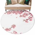 thumbnail image 2 of Round Area Rug 6 Ft, Pink Spring Floral Washable Non-Slip Circle Carpet for Living Room/Bedroom, Elegant Pastoral Flowers Watercolor Low-Profile Indoor Mats Collection Rugs for Residential, 2 of 7