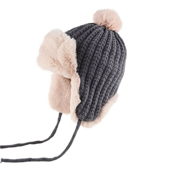 FAWUUDO Winter Trapper Hat with Ear Warm Faux Fur Windproof Snow Cap Hat