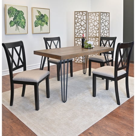 Rectangular Table Dining Set with 4 Chairs | Fits in Different Decor | Wood and Metal Materials | Resolves Comfort and Stability Concerns