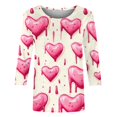 thumbnail image 4 of TrendVibe365 Valentines Womens Tops Ladies Tops and Blouses 3/4 Sleeve Dressy with Crew Neck Polyester Casual Love Heart Printed Lover Gift Blouse Tops for Valentines Gifts Pink M, 4 of 4