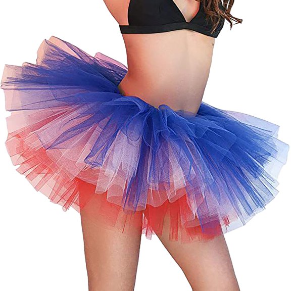 Baberdicy Skirts for Women, Women's Solid Color Mesh Multi Layer Holiday Half Skirt Fluffy Skirt Tutu Skirt Sequin Skirt for Women Blue Mardi Gras