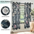 thumbnail image 4 of Gray Floral Print Semi Sheer Curtains for Living Room Bedroom Set of 2 Insulated Window Drapes, 4 of 6